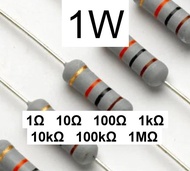 (20pcs) 1W Metal Oxide Carbon Film Resistor - (1 ohm to 1M ohm) - 5% Tolerance - Perintang 1 Watt Re
