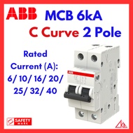 ABB MCB 6kA C Curve 2Pole (6/ 10/ 16/ 20/ 25/ 32/ 40 A) Miniature Circuit Breaker