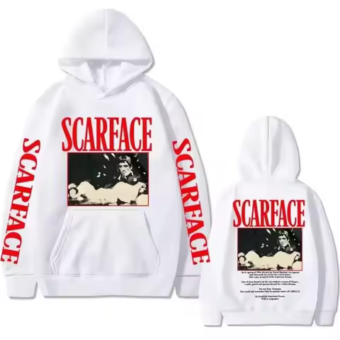 Retro 90s movie Scarface star Tony Montana hoodie, street American retro trend pullover, hip-hop fas