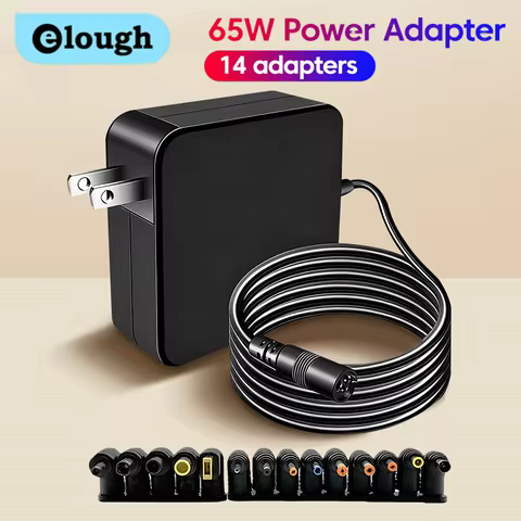 Elough 65W For ASUS Lenovo HP Laptop Power Supply Universal Charger Multiple Conversion Ports Multif