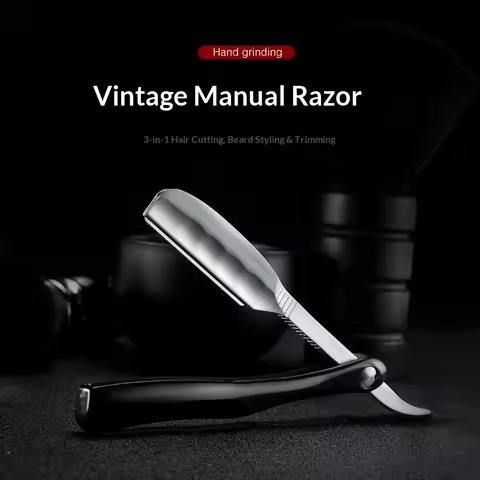 Japanese Manual Folding Hair Razor Holder Stainless Steel Shaving Eyebrow Knife for Feather Blade Ha