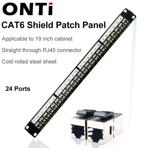 24 Port CAT6 Shield Patch Panel RJ45 Connector Applicable To 19 Inch Cabinet Network Cable Rack Ethe