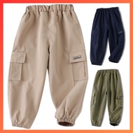Kids 1-9Y Trousers for Boys Jogger Pants Cool Solid Color Casual Cargo Pants For Boys
