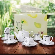 [Bán Lẻ Từng Chiếc]Ấm  Chén  Đĩa Của Bộ Tách Trà Cỏ May Mắn 1084  sứ CK Cao Cấp