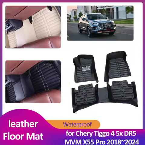 Car Floor Mat for Chery Tiggo 4 5x DR5 MVM X55 Pro 2018~2024 Leather Foot Inner Liner Waterproof Car