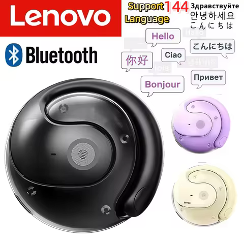 Lenovo Wireless Bluetooth AI Real-time Language Translation Earphones 144 Languages Ear Hanging Head
