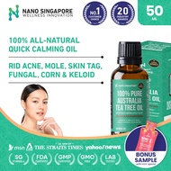 100% Pure Tea Tree Essential Oil - Aid Remove Acne, Mole, Skin Tag, Fungal, Corn 50ml