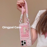 Card Holder Pink Rabbit Casing Samsung A37 A57 5G S25 A16 A36 A26 A07 S25 Ultra A35 A15 A06 A55 5G A