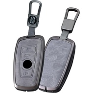 SANRILY Gray Metal Leather Key Fob Cover Fit for BMW X3 M2 F Series 235ix 320 E90 E92 E93 X5 F10 F20