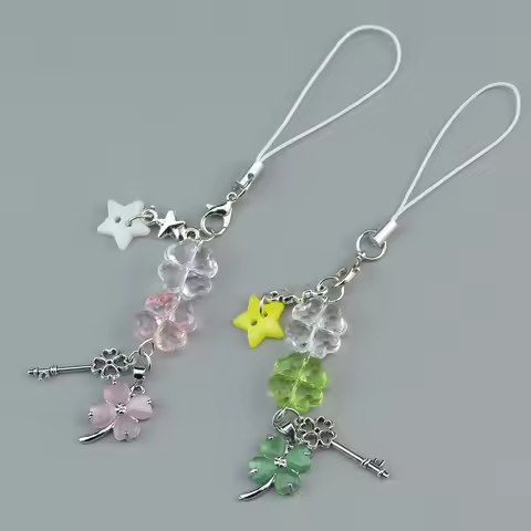 Lucky Leaf Phone Charms Pendant Cute Key Chain Cases for iPhone 15 Samsung Schoolbag Books CCD Camer