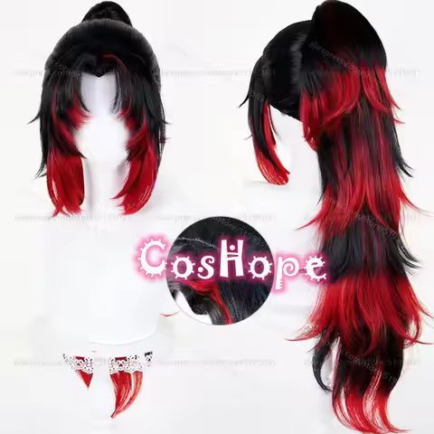 Kokushibo Cosplay Wig Tsugikuni Yoriichi Black Orange Red Mixed Wig Anime Heat Resistant Synthetic W