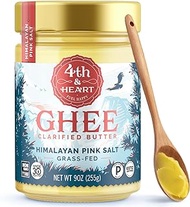 4th &amp; Heart Himalayan Pink Salt Grass-Fed Ghee, 9 Ounce, Keto Pasture Raised, Lactose and Casein Free, Certified Paleo