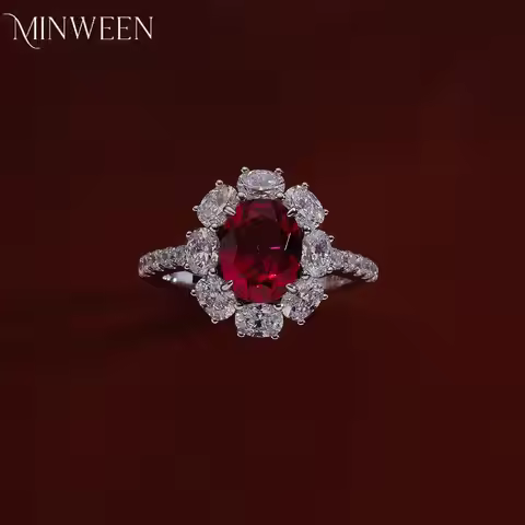 Luxury 2 CT 5A Lab Grown Ruby Ring For Women 925 Sterling Silver 18k Gold Plated Wedding