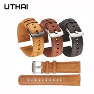 UTHAI Z85 Geniune Calf Leather Watchbands Smart watch quick release 20mm 22mm Watch Strap For Samsun
