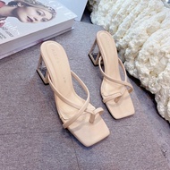 7cm high heel sandals with painted square heel