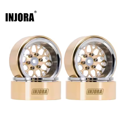 INJORA ModuWheel 1.3" Brass & Aluminum Beadlock Wheels, Negative Offset, for 1/18 1/24 RC Crawlers