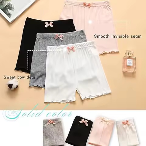 4Pcs Kids Dance Bike Play Shorts Girls Shorts Safety Pants Children Cute Bow Under Dress Skirt Schoo