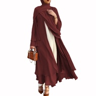 2025 Terlaris Pakaian Wanita Muslimah Arab Saudi Jubah Cardigan Dua Lapisan Pakaian Chiffon