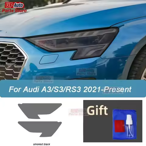 2 Pcs Car Headlight Protective Film Transparent Black TPU Sticker For Audi A3 S3 RS3 8V 8Y 2021 2022