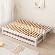 Bed  Pull-Out Solid Wood Sofa Pull-Out Bed Home Single Bed Tatami Splicing Bed Dual-Use Extendable B