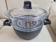 法國Flonal 硼矽酸鹽玻璃蒸籠+湯鍋 (25cm 直徑)