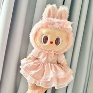 38cm Labubu Plush Doll Clothes for Labubu Doll Clothes S Size Pink Sakura Dress Suit