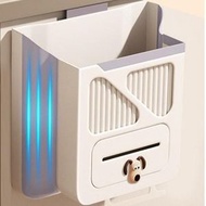 全城熱賣 - （第3代 折疊壁掛垃圾桶 【10L 灰白色+掌門狗】）廚房垃圾桶批發塑膠壁掛式可折疊多功能家用大號