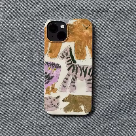 Painting Small Animals Zebras Lions Phone Case for iPhone 16 15 14 13 12 11 Pro Max X XS XR XSMax 7 