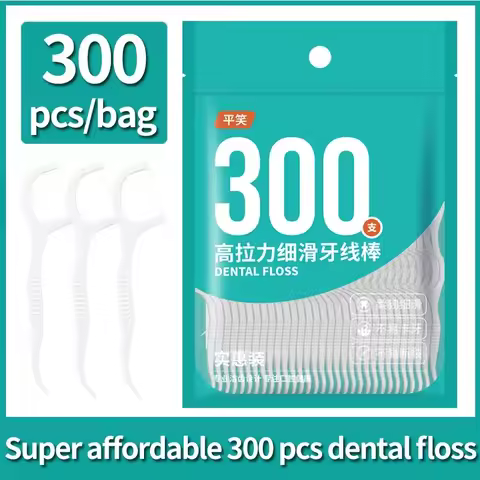 300 bags of disposable polymer fine slip floss portable floss Stick family outfit dental floss oral 