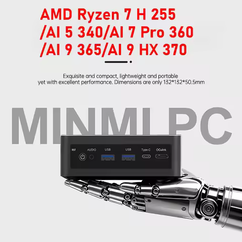 TOPC AMD Ryzen 7 H 255/AI 5 340/AI 7 Pro 360/AI 9 365/AI 9 HX 370 MINI PC DDR5 M.2 SSD 2.5G Lan WIFI