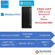 HP ProDesk 400 G9 A3MK8PT Desktop PC (Intel Core i5 14th, 8gb ram, 512gb ssd, Intel UHD 770 Graphic,