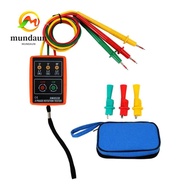 MUNDAUN Phase Sequence Meter, 20Hz-400Hz Buzzer Phase Rotation Tester, Professional LED Indicator Po
