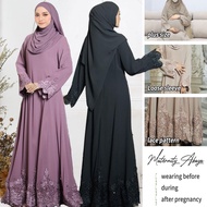 Abaya jubah muslimah lace baju budak perempuan veil Maternity dress women mengandung abaya arabic Türkiye dubai pragnant