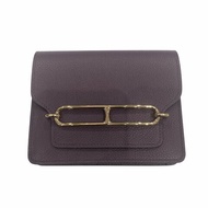 HERMES 愛馬仕 ROULIS SLIM 短夾 迷你腰包 皮革 紫色 金扣