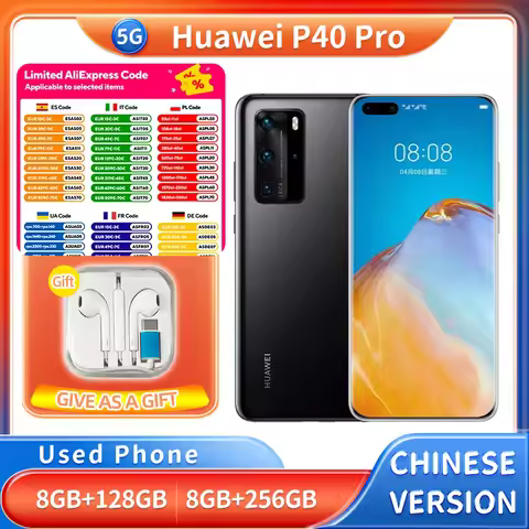Huawei P40 Pro 5G 128GB 256GB ROM Smartphone Android 6.58inches 2640*1200px 4200mAh 5G Used Phone