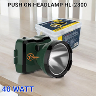Push On Senter Kepala HL-2800 LED 40 Watt Super Bright - Cahaya Putih Dan Warm White