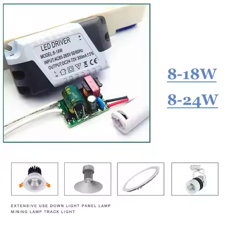 LED Driver 8-18W/24W Constant Current 300mA±5% AC 85-265V Connector External Power Supply LED Ceilin