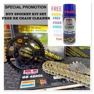 <BUY 1 FREE 1>RK-M Y16 FZ LC135 RS150 RSX150 ED BLACK SPECIAL EDITION GOLD CHAIN SPOCKET KIT SET