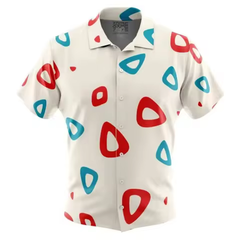Togepi Pattern Pokemon Button Up Hawaiian Shirt Leisure Dry Quickly Men's Shirt Kid's Clothing Tee T
