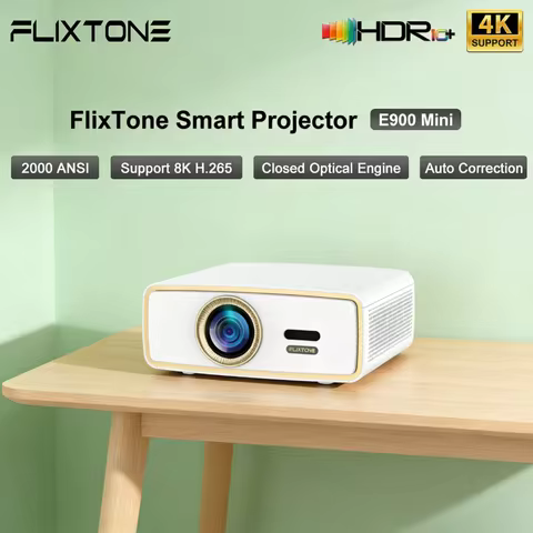 Flixtone E900 mini projector supports 4K decoding, mini portable 2000ANSI lumens, with HDR10 WiFi ho