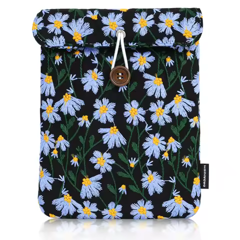 Embroidered Daisy Floral eReader Sleeve for Kindle Paperwhite 2021/2018/2016/2015 6-7" Tablet Bag Po