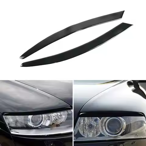 2pcs Car Accessories Front Headlight Eyebrow Trim Stickers For Audi A6 C6 4F 2004 2005 2006 2007 200