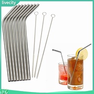 {livecity} Stainless Steel Metal Drinking Straw Reusable Straw With Cleaner Brush Kit