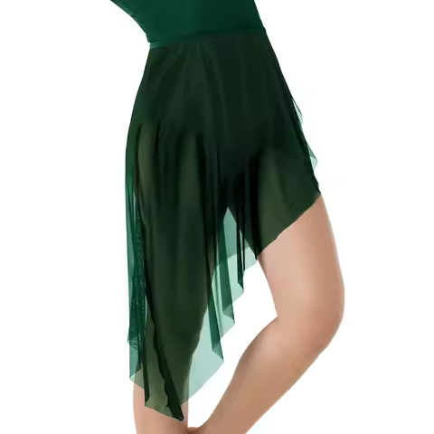 Lace-Up Mesh Ballet Wrap Skirt 360° Modern Dance Wear Ballerine Draps High-Low Wraps Training Perfor
