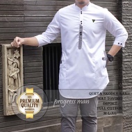 Baju Koko Pakistan Pria/Baju Muslim Pria/ Koko Qurta Pakistan Premium Progressman-Putih,M