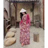 Set 2 Piece women's long ruffled dress with 2 straps coldJacket