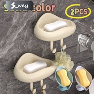 2PCS Cream Soap Box With hooks Solid Color Luxury No water accumulation Bathroom Soap Drain Box S_Wa