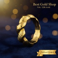 916 Gold Twisted Candy Design Ring | 22K Lightweight Gold Ring