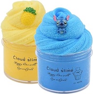 Cloud Slime Kit,2 Pack Pineapple Blue Stitch Slime,Super Soft and Non-Sticky Scented DIY Sludge Toy (8oz)