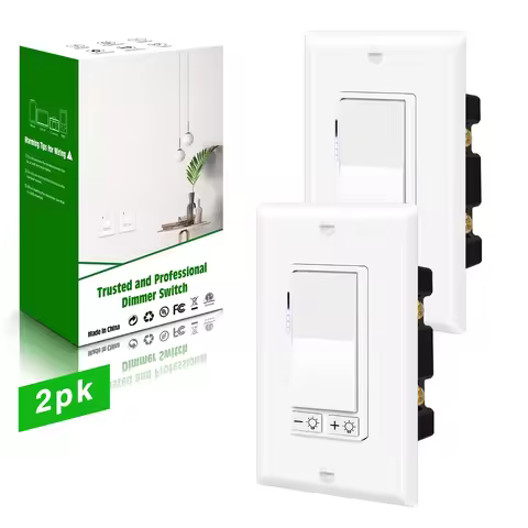 2-10PK Dimmer Light Switch 3 Way Dimmer Switch for Dimmable 150W LED CFL Light 600W Halogen and Inca